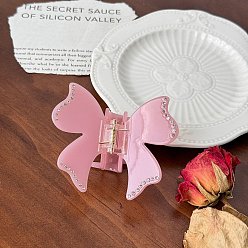 Бледно-Розовый Заколки для волос из ацетата целлюлозы и железных когтей, стразы для волос для женщин и девочек, бабочка, розовый жемчуг, 70 мм