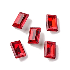 Светло-сиамский Стеклянные стразы кабошоны, задние и задние, граненые, прямоугольные, Light Siam, 6x4x2.5 мм