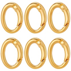 Настоящее золото 18K 6шт. стойка покрытие латунные пружинные затворные кольца, овальные, без свинца и без кадмия, долговечный, реальный 18 k позолоченный, 22x15x5 мм