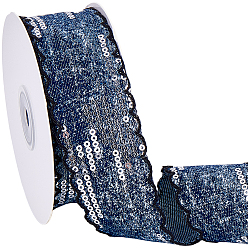 Прусский Синий Полиэфирная лента, с блестка, аксессуары для одежды, берлинская лазурь, 1-5/8 дюйм (40 мм), около 10.00 ярдов (9.14 м) / рулон