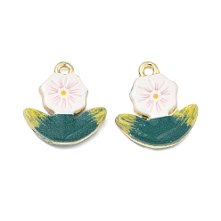 Цветок Печатные подвески сплава, стойки покрытие, без кадмия, без никеля и без свинца, золотые, , 19x17.5x3.5 мм, отверстие : 1.6 мм
