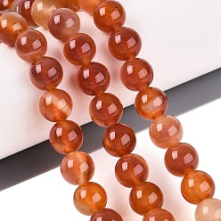 Chocolate Dyed Natural Agate Beads Strands, Smooth Round, Chocolate, 10mm, Hole: 0.7~1.2mm, about 37~38pcs/strand, 14.37~14.96 inch(36.5~38cm)