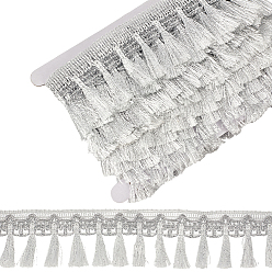 Gainsboro 6M Filigree Polyester Lace Fringe Trim, Tassel Lace Ribbon, for Clothing Accessories, with 1Pc Cardboard Display Card, Gainsboro, 2-1/8 inch(55mm), about 6.56 Yards(6m)/Set