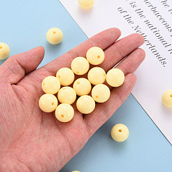 Yellow Opaque Acrylic Beads, Round, Yellow, 16x15mm, Hole: 2.8mm, about 220pcs/500g