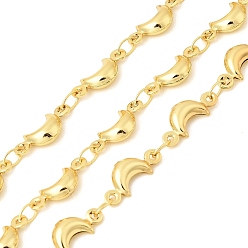Золотой 304 цепи с лунными звеньями из нержавеющей стали, пайки, с катушкой, долговечный, золотые, 14.5x6x4 мм