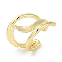 Golden Brass Open Cuff Rings, Wave Ring for Women, Golden, US Size 6 1/4(16.7mm), 6~24mm