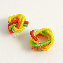 Mixed Color Handmade Nylon Cord Woven Elastic Beads, Round, Mixed Color, 6x5mm, Hole: 3mm
