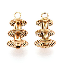 Золотой 304 подвески из нержавеющей стали, подвески в виде спиральных катушек, золотые, 21x11.5x11.5 мм, отверстие : 2.5 мм