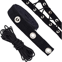 Черный Сделай сам 10 ярдов полиэстеровых плетеных лент, с хлопковыми лентами длиной 3 ярдов, для аксессуаров для одежды, чёрные, 3/4 дюйм (20 мм), 1/8 дюйм (3 мм)