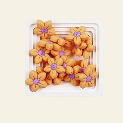 Оранжевый Фокальные бусины из пищевого силикона, цветок, оранжевые, 26x26 мм