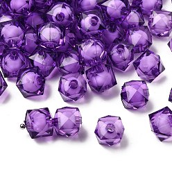 Индиго Прозрачные акриловые бусины, бусина в бусине, граненый куб, индиговые, 10x9x9 мм, Отверстие : 2 мм , около 1050 шт / 500 г