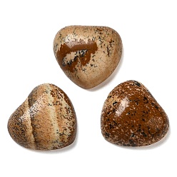 Пейзажный Джаспер Естественная картина яшма кабошоны, сердце, 15x15x6 мм