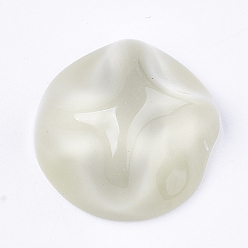 Beige Resin Cabochons, Imitation Cat Eye, Waved Half Round, Beige, 15.5~16x9mm