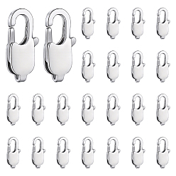 Stainless Steel Color 24Pcs 304 Stainless Steel Lobster Claw Clasps, Oval, Stainless Steel Color, 16x8x4mm, Hole: 1x3mm