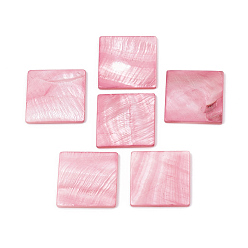 Pink Кабошонов пресноводных оболочки, окрашенные, квадратный, розовые, 23x23x2 мм