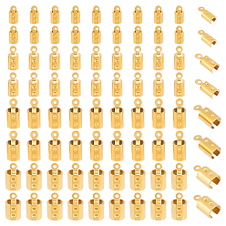 Настоящее золото 18K 80 шт. 4 размер ионного покрытия (ip) 201 наконечник шнура из нержавеющей стали, Складывающиеся обжимные концы, реальный 18 k позолоченный, 8~12.5x3.5~6.5x3.5~5.5 мм, отверстие : 0.9~1.4 мм, внутренний диаметр: 3~6x3~5 мм, 20шт / размер