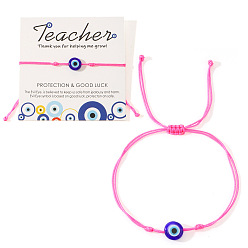 Темно-Розовый Регулируемые браслеты ручной работы с бусинами-лэмпворк от сглаза, темно-розовыми