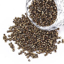 (932FM) Темно-синий аква-матовый с подкладкой Fgb 11/0 стеклянный бисер класса А, цилиндр, однородный размер бисера, металлических цветов, темно-золотистые, 1.5x1 мм, отверстие : 0.5 мм, около 20000 шт / упаковка