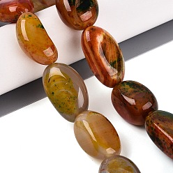 Dark Orange Natural Multi-Color Agate Beads Strands, Nuggets, Dyed & Heated, Tumbled Stone, Dark Orange, 21~37x14~26x10~19mm, Hole: 0.8~1.2mm, about 12pcs/strand, 13.39~13.58 inch(34~34.5cm)