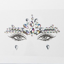 Разноцветный Акриловые наклейки для лица с драгоценными камнями, самоклеющиеся временные татуировки, со стразами в виде капель, полукруглых и конских глаз, красочный, 0.3~1.4x0.3~1x0.15~0.3 см