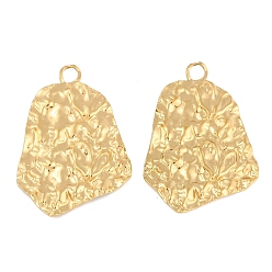 Настоящее золото 18K Ионное покрытие (ip) 304 подвески из нержавеющей стали, текстурированный многоугольный шарм, реальный 18 k позолоченный, 45x31x2.2 мм, отверстие : 4.3 мм