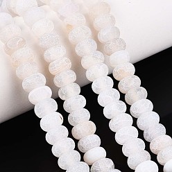 (404) Непрозрачное AB Кислое яблоко Естественные выветрившиеся агатовые бусины, окрашенная и подогревом, рондель, цветочный белый, 7.5~9x4.5~5.5 мм, отверстие : 0.7~0.8 мм, около 71~72 шт / нитка, 13.39~13.58 дюйм (34~34.5 см)