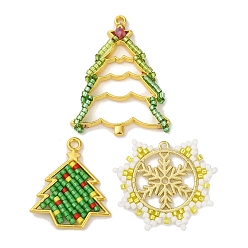 (52) Непрозрачная лаванда 3 шт 3 стили рождественская тематика стеклянные бусины подвески, разнообразные, с подвесками из золотого сплава, разноцветные, 31~44x27~35x2~5 мм, отверстие : 1.6~2.5 мм, 1 шт / стиль