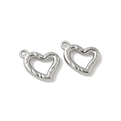 Нержавеющая Сталь Цвет 304 прелести нержавеющей стали, очарование полого сердца, анти-тускнение, цвет нержавеющей стали, 11.5x13.5x2.5 мм, отверстие : 1.2 мм