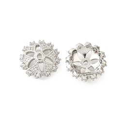 Платина Колпачки для бусин из прозрачного кубического циркония в форме цветка из латуни, долговечный, без кадмия и без свинца, стойки покрытие, платина, 15x4.5 мм, отверстие : 1.6 мм