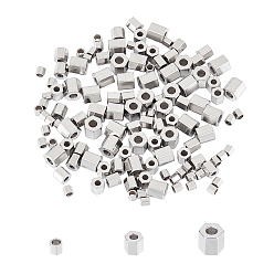 Stainless Steel Color 304 Stainless Steel Spacer Beads, Hexagon, Stainless Steel Color, 2mm/3mm/4mm, Hole: 1.4mm & 1.8mm, 120pcs/box