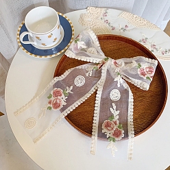 Бледно-фиолетовый Красный 30 ярдов поликоттоновая вышивка цветочной кружевной лентой, аксессуары для одежды, бледно-фиолетовый красный, 3-1/2 дюйм (90 мм)