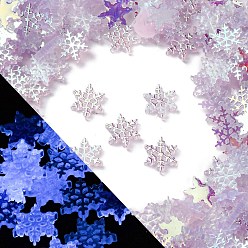 Лиловый Светящиеся и гальванические смоляные декодированные кабошоны, снежинка, светится в темноте, сирень, 11x11x2 мм