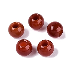 Красный Агат Натуральный карнеол (окрашенный и обработанный термически) европейские бусины, гладкий круглый, бусины с большим отверстием, 10x9 мм, отверстие : 4 мм