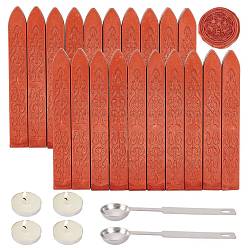 Chocolate DIY Scrapbook Kits, Including Candle, Stainless Steel Spoon and Sealing Wax Sticks, Chocolate, 9x1.1x1.1cm, 20pcs
