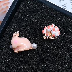 Pink Элегантные серьги-гвоздики из цинкового сплава в виде цветка кролика для женщин, розовые, 9~13 мм