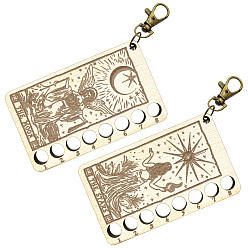 Mixed Shapes 2шт 2 стиль 8-позиционные деревянные лотки для хранения ниток для вышивки, держатель-органайзер для катушек с нитками, вырезанный лазером, тема гадания, разнообразные, 100x60x5 мм, 1 шт / стиль