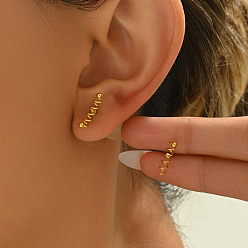 Золотой Стильные винтажные серьги-гвоздики с пружинным винтом 201 из нержавеющей стали, золотые, 15x14 мм