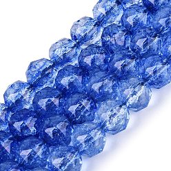 Королевский синий Хрустящие прозрачные стеклянные бусины нити, имитация желе, круглые, граненые, королевский синий, 7.5~8 мм, отверстие : 0.8~1.5 мм, около 48~49 шт / нитка, 13.98~14.57 дюйм (35.5~37 см)