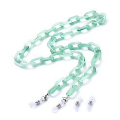 Aquamarine Eyeglasses Chains, Neck Strap for Eyeglasses, with Acrylic Paperclip Chains, 304 Stainless Steel Lobster Claw Clasps and  Rubber Loop Ends, Aquamarine, 27.55 inch(70cm)