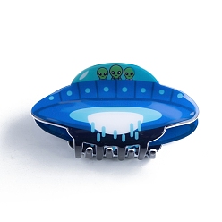 Синий Заколки для волос из ПВХ в форме космического корабля, аксессуары для волос для женщин и девочек, синие, 50x95x39 мм