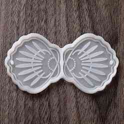 Shell Shape DIY силиконовые формы для кулона, формы для литья смолы, инструменты для производства глиняных ремесел, белые, формы раковины, 43x78x4 мм, отверстие : 3 мм, внутренний диаметр: 36x40 мм