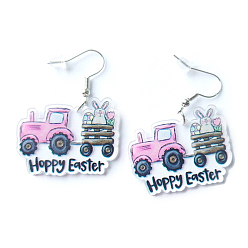 Car Easter Theme Acrylic Dangle Earrings for Party, Car Pattern, 28x35mm