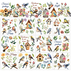 Птица 12 листы 12 наклейки из ПВХ в стиле, пленка теплопередачи, для оформления окон, птица, 140x140 мм, 1 лист / стиль