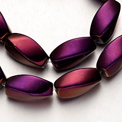С Фиолетовым Покрытием Гальванизировать немагнитных синтетический гематит бисер пряди, витых овальных, с фиолетовым покрытием, 20x10 мм, отверстие : 1 мм, около 20 шт / нитка, 15.7 дюйм