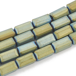 Rainbow Plated Electroplate Non-magnetic Synthetic Hematite Beads Strands, Matte Style, Cuboid, Rainbow Plated, 8x4x4mm, Hole: 1mm, about 50pcs/strand, 15.74 inch