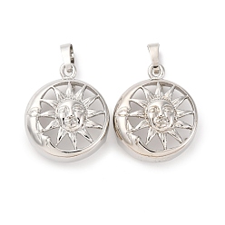 Платина Сеттинги для кулона (кабошонов), латунь , настройки открытой спины, плоский круглый с солнечными чарами, стойки покрытие, прочное покрытие, без кадмия и без свинца, платина, лоток : 21.5 мм, 28x23.5x11 мм, отверстие : 8x5 мм