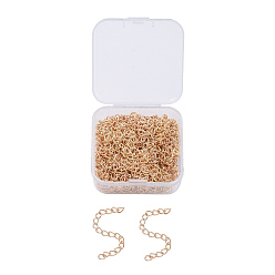 Light Gold Удлинитель железной цепи, бордюрные цепи, без никеля , золотой свет, 70 мм, 100strands / коробка