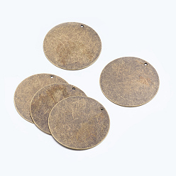 Antique Bronze Metal Tags, Brass Stamping Blank Tag Pendants, Flat Round, Antique Bronze, 34x0.5mm, Hole: 1mm