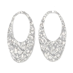 Нержавеющая Сталь Цвет Не тускнеющие 304 подвески из нержавеющей стали, фактурный овальный шарм, цвет нержавеющей стали, 40.5x21x2.3 мм, отверстие : 23x13.7 мм