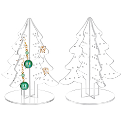 Clear Christmas Tree Acrylic Earring Display Stands, Earring Organizer Holder, Clear, Finished Product: 9.2x9.2x15.5cm, Hole: 2mm